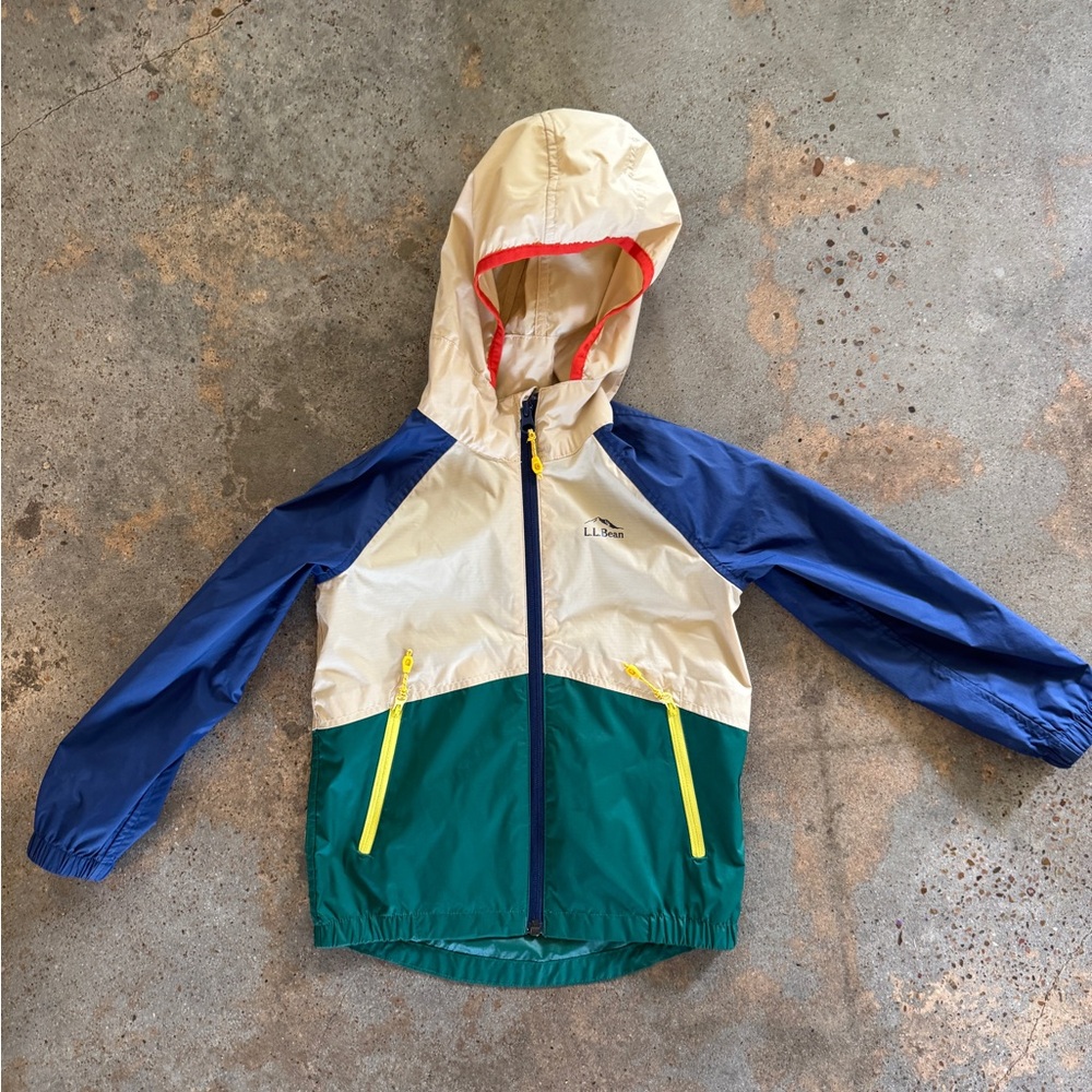 L.L. Bean Blue and Green Colorblock Rain Jacket and Windbreaker